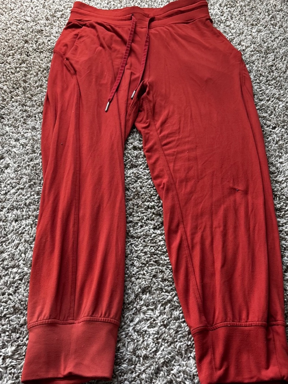 Lululemon orange rusty draw string cotton sweat pants sz 6 women joggers